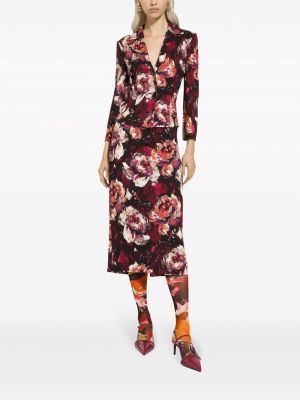 Květinové přiléhavé sako s potiskem Dolce & Gabbana červené