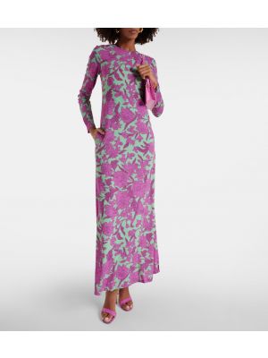 Midi obleka s potiskom La Doublej vijolična