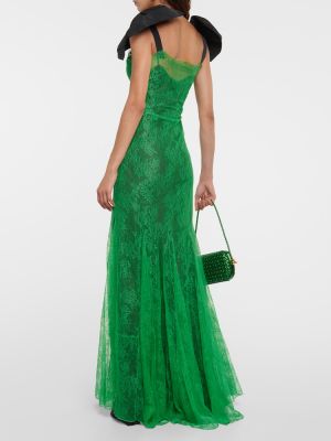 Dolga obleka s čipko Nina Ricci zelena