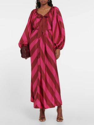 Robe longue en soie à imprimé Zimmermann rose