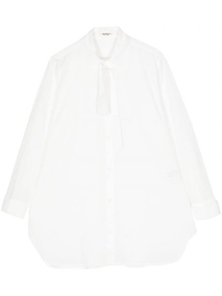 Памучна риза с панделка Yohji Yamamoto бяло