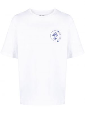 Bavlnené tričko s potlačou Samsoe Samsoe biela