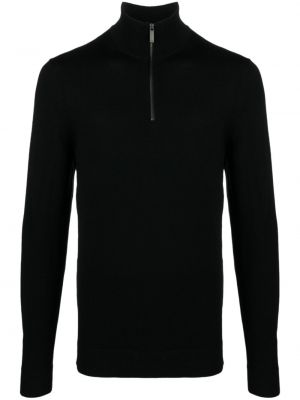 Vlnený sveter s výšivkou na zips Calvin Klein čierna
