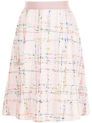 Falda midi de tweed plisada Giambattista Valli rosa