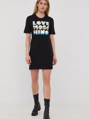 Bavlněné mini šaty Love Moschino - černá