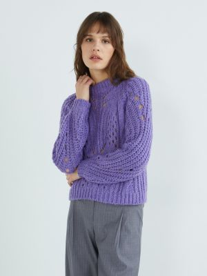 Женский пуловер с круглым вырезом и длинными рукавами Yas фиолетовый