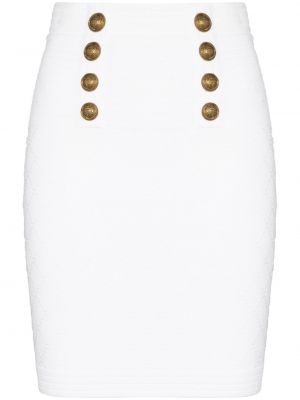 Falda de tubo de cintura alta con botones Balmain blanco