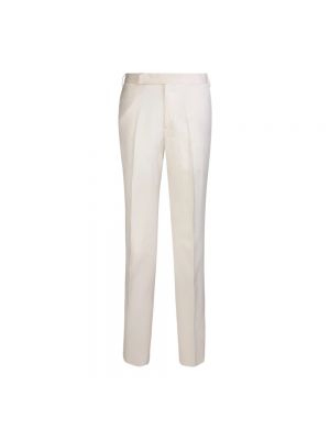 Lniane proste spodnie Lardini białe