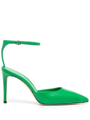 Кожени полуотворени обувки Victoria Beckham зелено