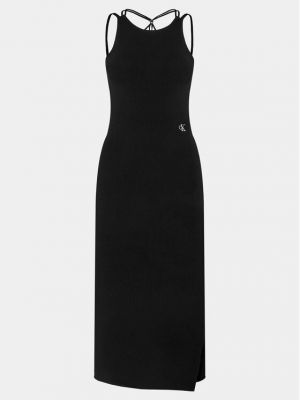 Дънкова рокля slim Calvin Klein Jeans черно