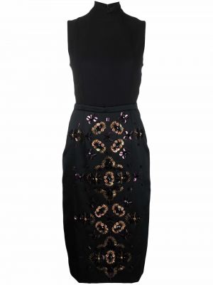 Jedwabna sukienka z cekinami dopasowana Christian Dior - сzarny