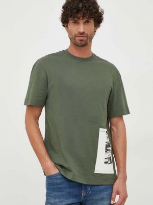 Тениска с дълъг ръкав с принт Calvin Klein зелено