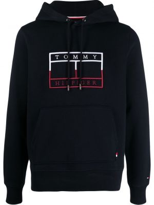 Bomull brodert hettegenser Tommy Hilfiger blå