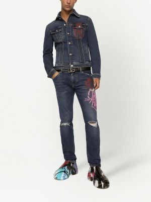Jeansjacke mit print Dolce & Gabbana blau