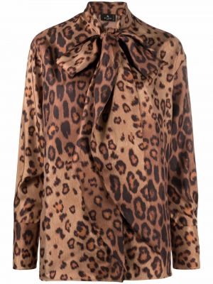 Blusa de seda con estampado leopardo Etro marrón