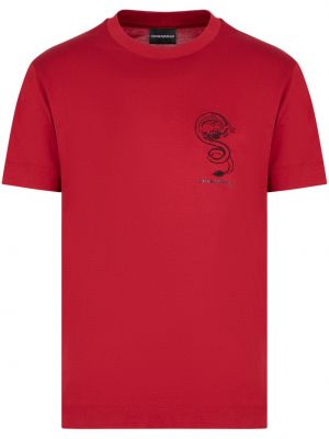 Μπλούζα με κέντημα με στρογγυλή λαιμόκοψη Emporio Armani κόκκινο