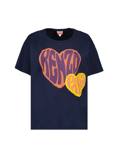 Koszulka z nadrukiem oversize w serca Kenzo niebieska