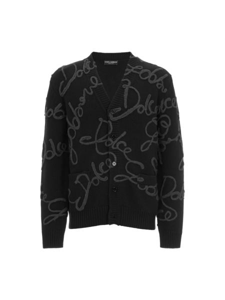 Haftowany sweter z dekoltem w serek Dolce And Gabbana czarny