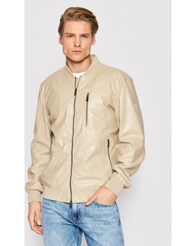 Giacca bomber di ecopelle Guess beige