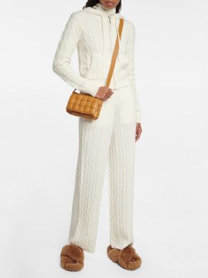 Kašmírové vlněné rovné kalhoty Polo Ralph Lauren bílé