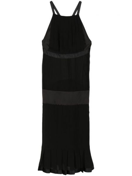 Svilena haljina na naramenice Chanel Pre-owned crna