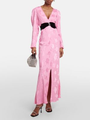 Длинное платье в цветочек Rixo розовое