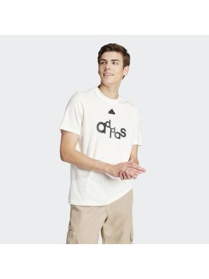Camiseta deportiva de tejido fleece con estampado Adidas blanco