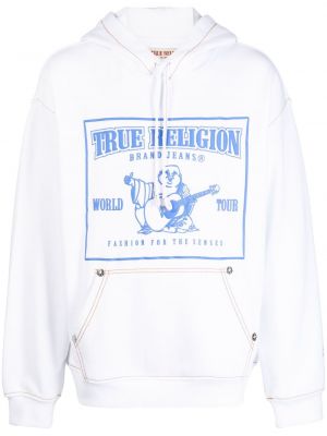Bluza z kapturem bawełniana True Religion Biała