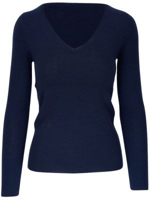 Кашмирен пуловер с v-образно деколте Nili Lotan синьо