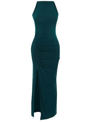 Πλεκτή μάξι φόρεμα με στενή εφαρμογή ντραπέ Trendyol πράσινο