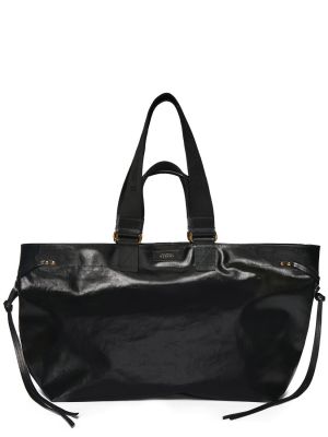 Kožená nákupná taška Isabel Marant čierna