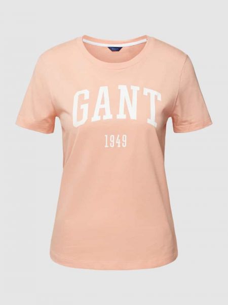 Koszulka z nadrukiem Gant pomarańczowa