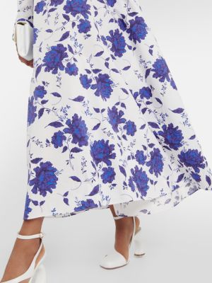 Květinové bavlněné dlouhé šaty Emilia Wickstead modré