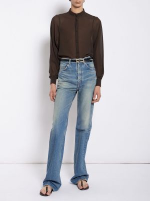 Jeans en coton large Saint Laurent bleu