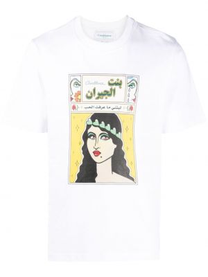Raštuotas medvilninis marškinėliai Casablanca balta