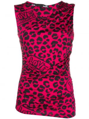 Leopardmønstret tank top med print Love Moschino rosa