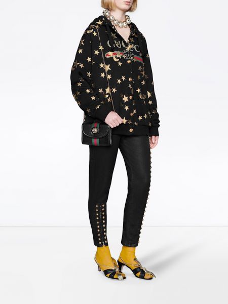 Sudadera con capucha de estrellas Gucci negro