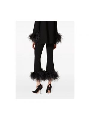 Pantalones rectos con plumas de plumas Valentino negro