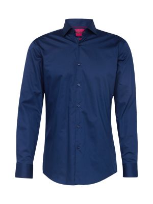 Jednofarebná bavlnená košeľa v biznis štýle Hugo - modrá