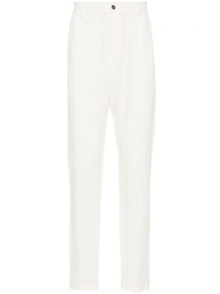 Pantalon en lin slim Emporio Armani blanc