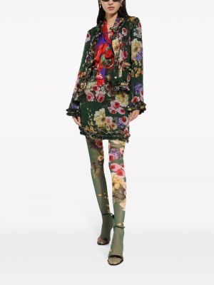 Květinová hedvábná halenka s potiskem Dolce & Gabbana červená