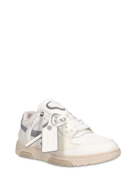 Sneakers di pelle slim fit Off-white bianco