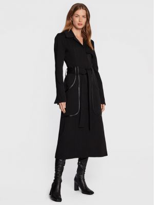 Vlnený priliehavý zimný kabát Victoria Victoria Beckham čierna