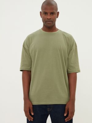 Oversized μπλούζα με κοντό μανίκι Trendyol χακί