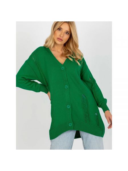 Oversized kardigan Fashionhunters zelený