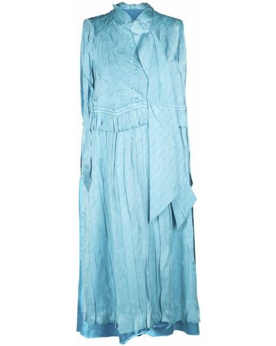 Rochie lunga de mătase fără mâneci din jacard Balenciaga albastru