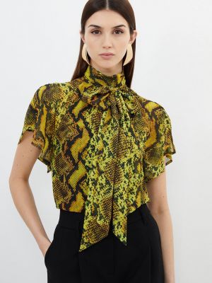 Блузка с принтом с рюшами со змеиным принтом Karen Millen