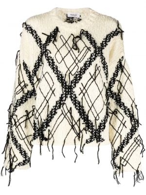Megztinis su argyle raštu apvaliu kaklu Aviù juoda