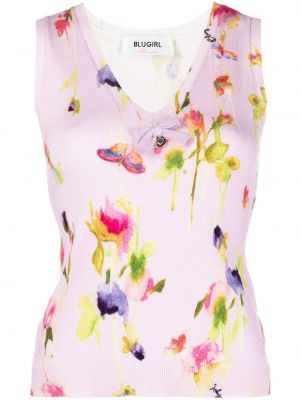 Trykt strikket floral topp Blugirl rosa