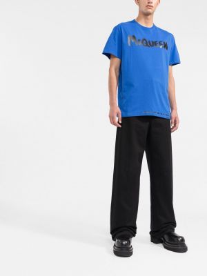 T-shirt aus baumwoll mit print Alexander Mcqueen blau